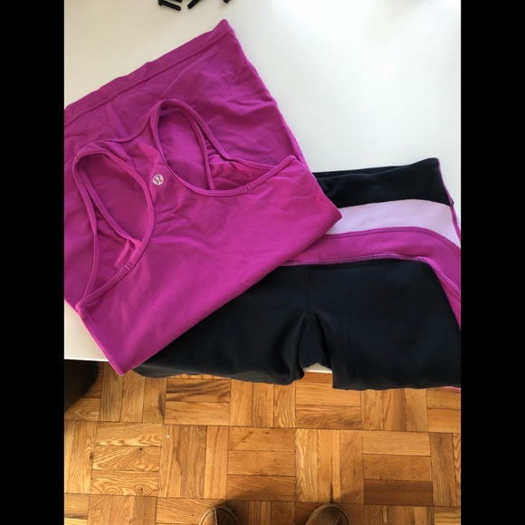 HOST PICK 🔥🔥🔥🔥🔥🔥Lululemon Black and Pink Capri Pants Size 6 - Picture 2 of 8
